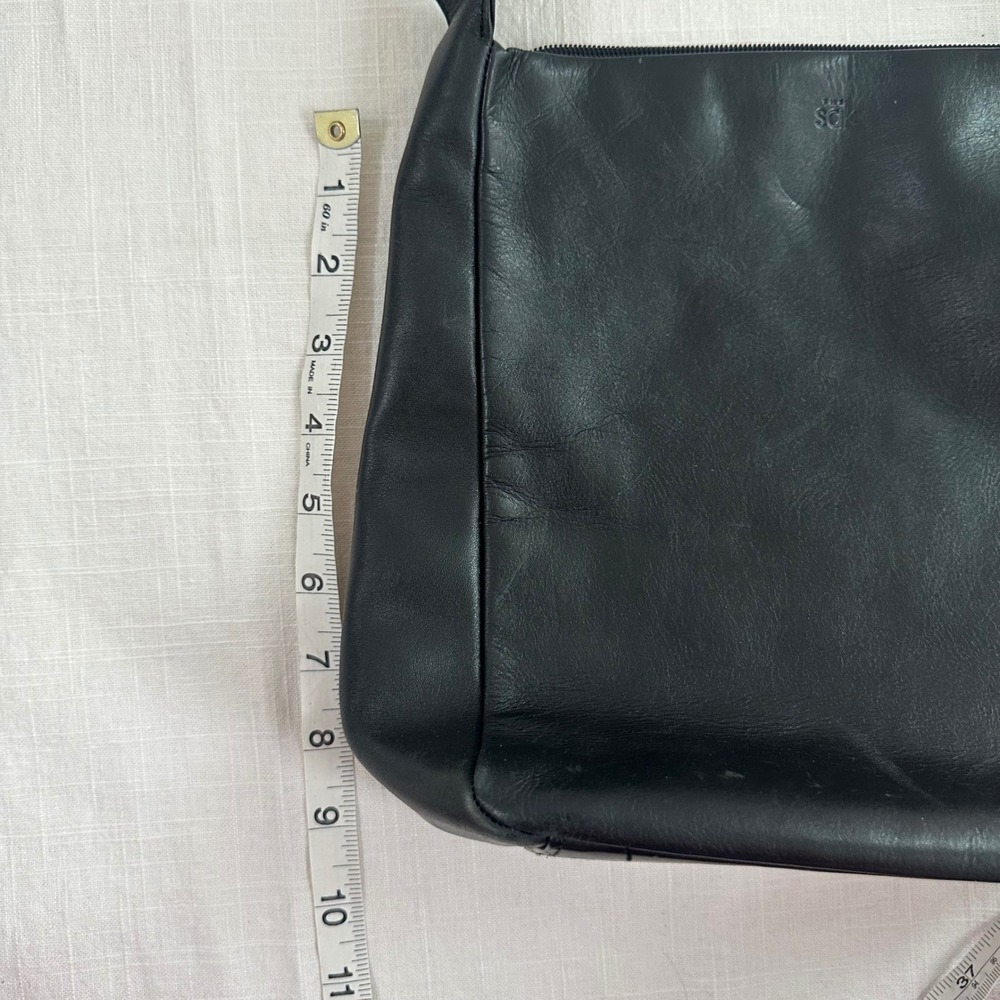 Vintage The Sak Leather Bag Early 1990s  Black  Soft Pebbled Leather Hamdbag 90s - Picture 4 of 15